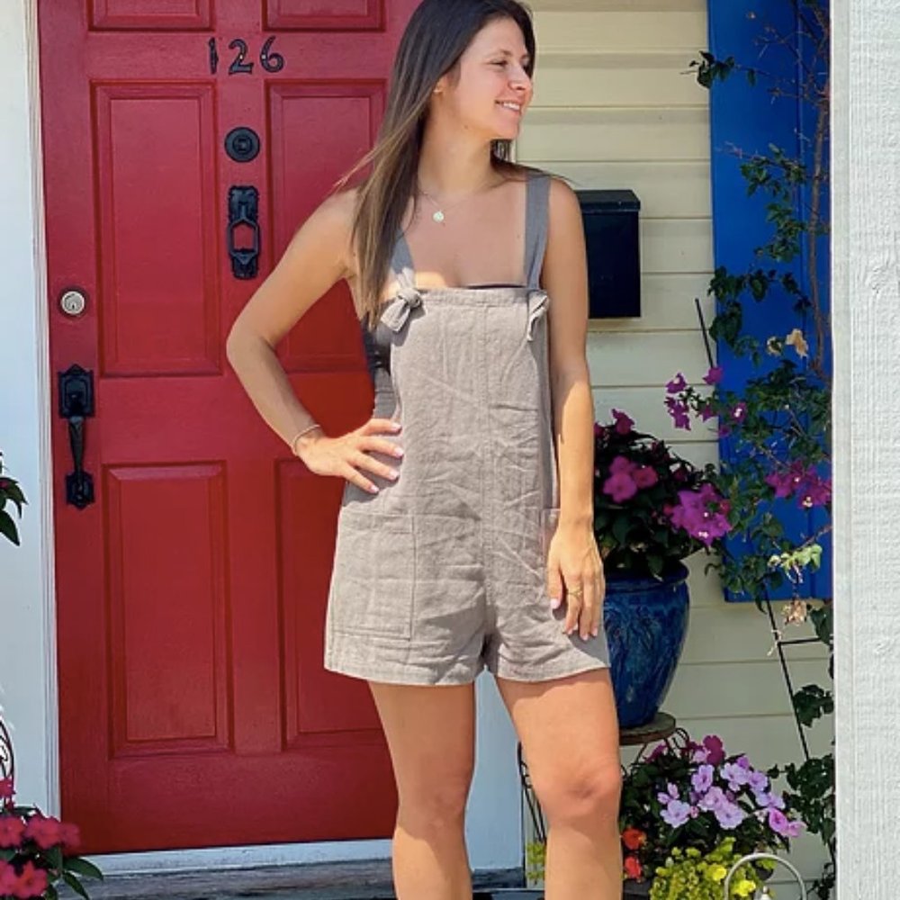 Miou Muse linen and cotton romper small beach cover